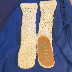 White crochet Lemon slippers